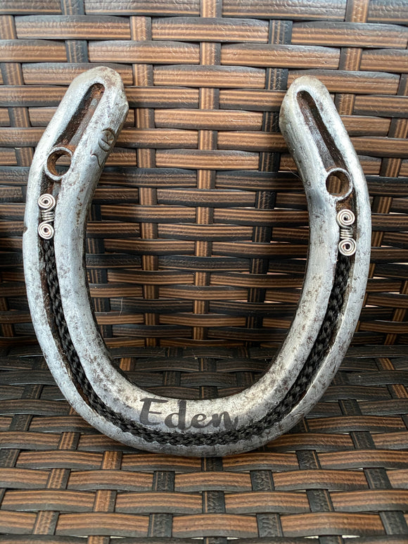 Personalized Horseshoe with horsehair inlay